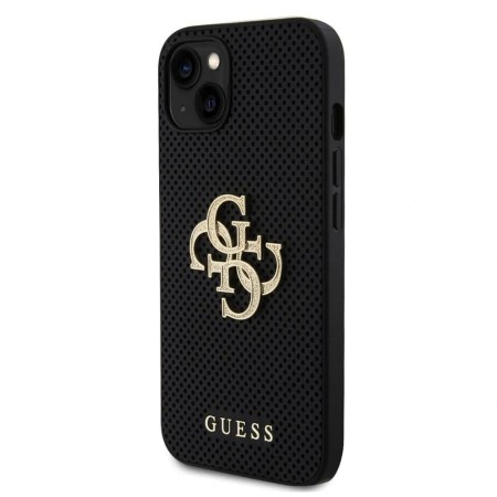 Husa pentru iPhone 15 / iPhone 14 / iPhone 13 - Guess Leather Perforated 4G (GUHCP15SPSP4LGK) - Black