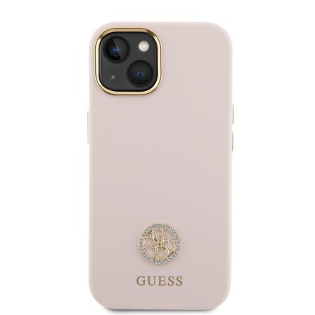 Husa pentru iPhone 15 / iPhone 14 / iPhone 13 - Guess Silicone Logo Strass 4G (GUHCP15SM4DGPP) - Light Pink