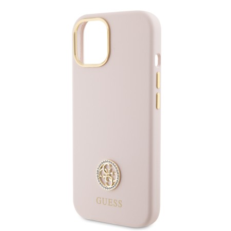 Husa pentru iPhone 15 / iPhone 14 / iPhone 13 - Guess Silicone Logo Strass 4G (GUHCP15SM4DGPP) - Light Pink