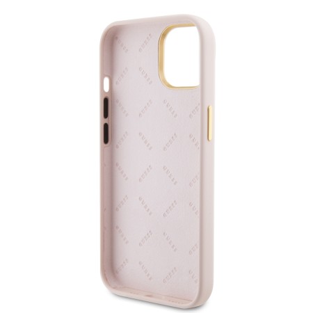 Husa pentru iPhone 15 / iPhone 14 / iPhone 13 - Guess Silicone Logo Strass 4G (GUHCP15SM4DGPP) - Light Pink