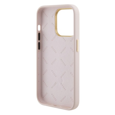 Husa pentru iPhone 15 Pro - Guess Silicone Logo Strass 4G (GUHCP15LM4DGPP) - Light Pink