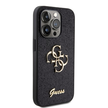 Husa pentru iPhone 15 Pro - Guess Glitter Script Big 4G (GUHCP15LHG4SGK)- Black