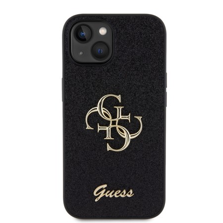 Husa pentru iPhone 15 / iPhone 14 / iPhone 13 - Guess Glitter Script Big 4G (GUHCP15SHG4SGK) - Black