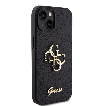 Husa pentru iPhone 15 / iPhone 14 / iPhone 13 - Guess Glitter Script Big 4G (GUHCP15SHG4SGK) - Black