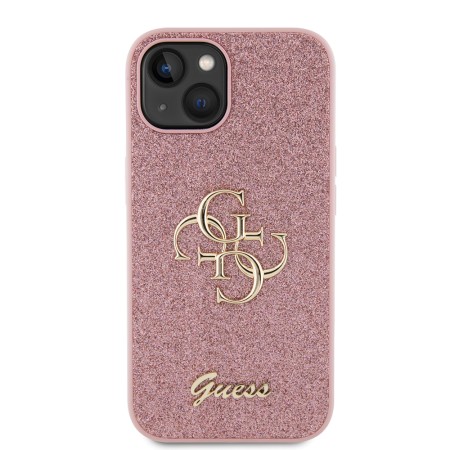 Husa pentru iPhone 15 / iPhone 14 / iPhone 13 - Guess Glitter Script Big 4G (GUHCP15SHG4SGP) - Pink