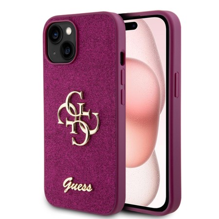 Husa pentru iPhone 15 / iPhone 14 / iPhone 13 - Guess Glitter Script Big 4G (GUHCP15SHG4SGU) - Purple