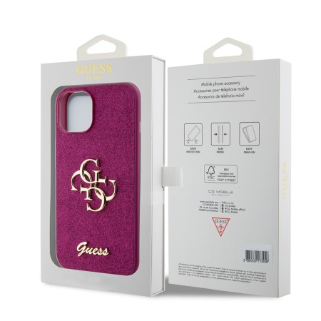 Husa pentru iPhone 15 / iPhone 14 / iPhone 13 - Guess Glitter Script Big 4G (GUHCP15SHG4SGU) - Purple