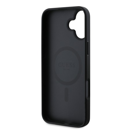 Husa pentru iPhone 16 Plus - Guess Saffiano Peony Classic Logo MagSafe (GUHMP16MPSAPSMEK) - Black