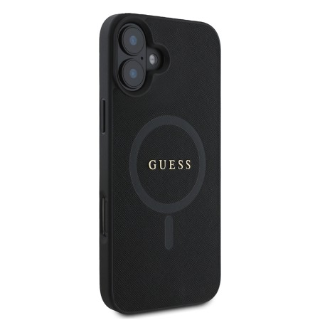 Husa pentru iPhone 16 Plus - Guess Saffiano Classic Logo MagSafe (GUHMP16MPSAHMCK) - Black