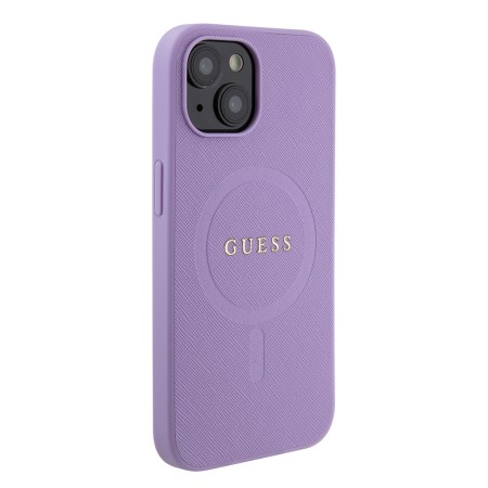 Husa pentru iPhone 15 / iPhone 14 / iPhone 13 - Guess Saffiano MagSafe (GUHMP15SPSAHMCU) - Purple