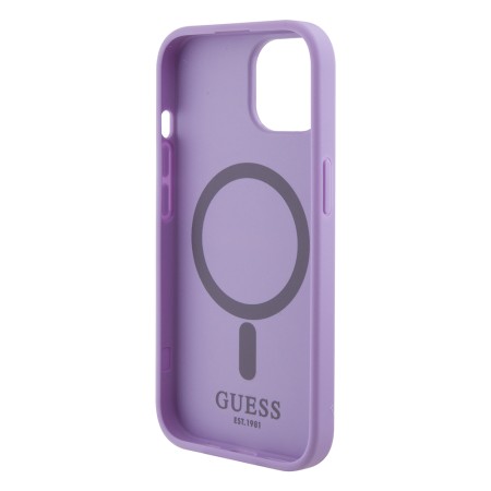 Husa pentru iPhone 15 / iPhone 14 / iPhone 13 - Guess Saffiano MagSafe (GUHMP15SPSAHMCU) - Purple