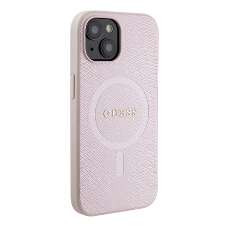 Husa pentru iPhone 15 / iPhone 14 / iPhone 13 - Guess Saffiano MagSafe (GUHMP15SPSAHMCP) - Pink