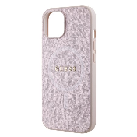 Husa pentru iPhone 15 / iPhone 14 / iPhone 13 - Guess Saffiano MagSafe (GUHMP15SPSAHMCP) - Pink