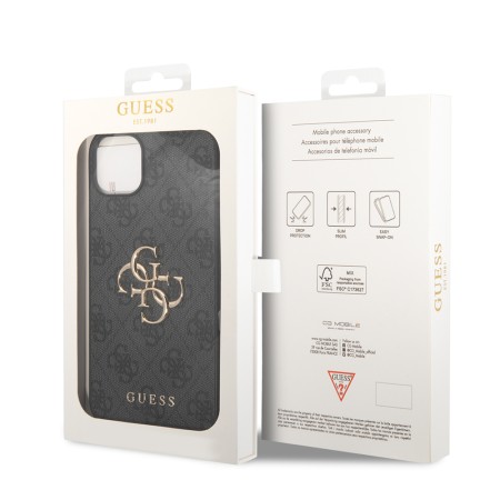 Husa pentru iPhone 15 / iPhone 14 / iPhone 13 - Guess Hardcase 4G Big Metal Logo (GUHCP15S4GMGGR) - Grey