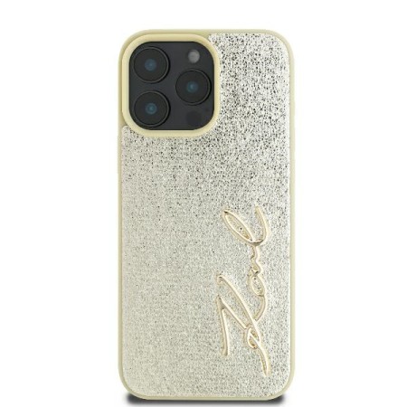 Husa iPhone 16 Pro - Karl Lagerfeld Hardcase Leather (KLHCP16LPFMFBKMD) - Metal Signature