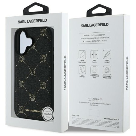 Husa iPhone 16 - Karl Lagerfeld Leather MagSafe (KLHMP16SPGKHPHK) - Karl Head