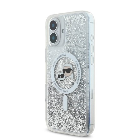 Husa pentru iPhone 16 - Karl Lagerfeld Glitter Liquid MagSafe (KLHMP16SLGKCSGH) - Transparent KarlandChoupette Head