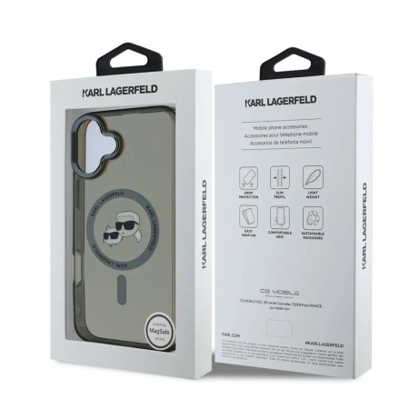 Husa pentru iPhone 16 - Karl Lagerfeld IML MagSafe (KLHMP16SHLSKCK) - Metal KarlandChoupette Head