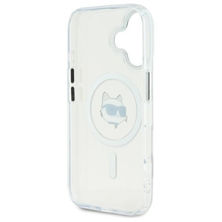 Husa pentru iPhone 16 - Karl Lagerfeld IML MagSafe (KLHMP16SHLSCHH) - White Choupettes Head