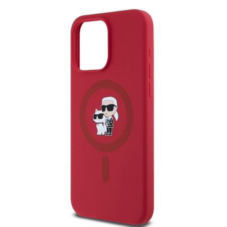 Husa pentru iPhone 15 Pro Max - Karl Lagerfeld Silicone Ring MagSafe (KLHMP15XSCMKCRHR) - Red KarlandChoupette