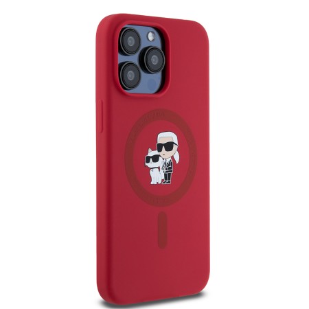 Husa pentru iPhone 15 Pro Max - Karl Lagerfeld Silicone Ring MagSafe (KLHMP15XSCMKCRHR) - Red KarlandChoupette