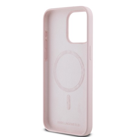 Husa pentru iPhone 15 Pro Max - Karl Lagerfeld Silicone Ring MagSafe (KLHMP15XSCMKCRHP) - Pink KarlandChoupette