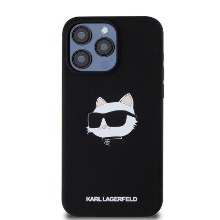 Husa pentru iPhone 15 Pro Max - Karl Lagerfeld Silicone MagSafe (KLHMP15XSCHPPLK) - Choupette Head