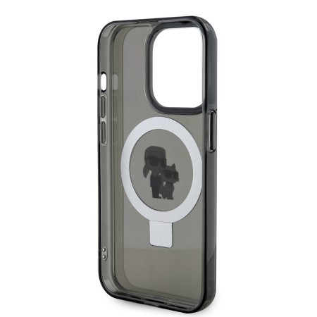 Husa pentru iPhone 15 Pro Max - Karl Lagerfeld Hardcase Ring Stand MagSafe (KLHMP15XHMRSKCK) - KarlandChoupette