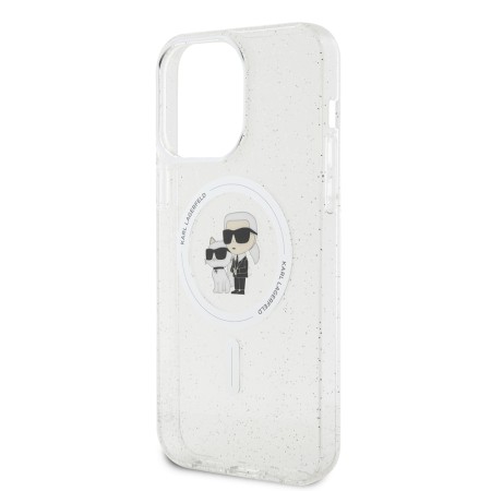 Husa pentru iPhone 15 Pro Max - Karl Lagerfeld Glitter MagSafe (KLHMP15XHGKCNOT) - Transparent KarlandChoupette