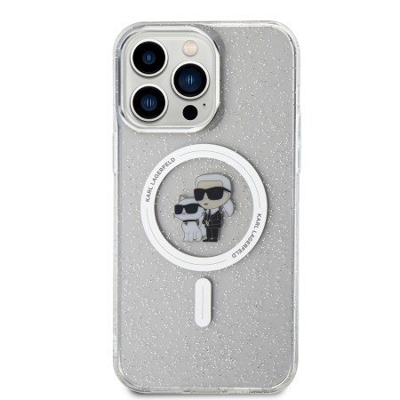 Husa pentru iPhone 15 Pro Max - Karl Lagerfeld Glitter MagSafe (KLHMP15XHGKCNOT) - Transparent KarlandChoupette