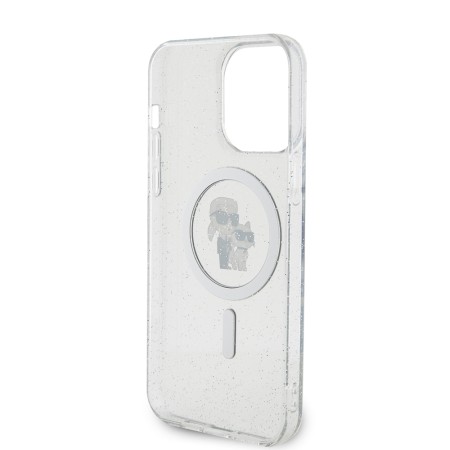 Husa pentru iPhone 15 Pro Max - Karl Lagerfeld Glitter MagSafe (KLHMP15XHGKCNOT) - Transparent KarlandChoupette