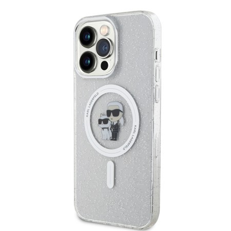 Husa pentru iPhone 15 Pro Max - Karl Lagerfeld Glitter MagSafe (KLHMP15XHGKCNOT) - Transparent KarlandChoupette