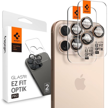 Folie Camera pentru iPhone 16 Pro (set 2) - Spigen Glas.tR Optik EZ Fit Pro - Desert Titanium