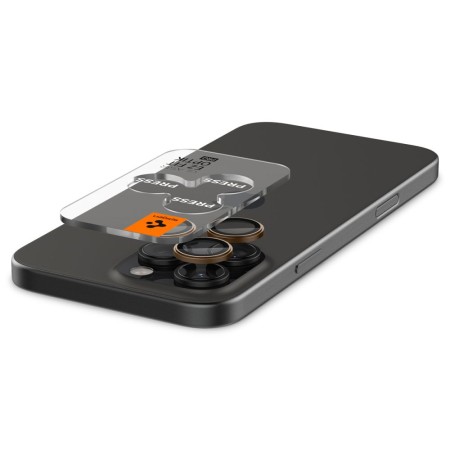 Folie Camera pentru iPhone 16 Pro (set 2) - Spigen Glas.tR Optik EZ Fit Pro - Desert Titanium