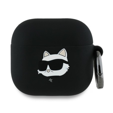 Husa pentru Apple AirPods 4 - Karl Lagerfeld Silicone Choupette Head 3D - Black