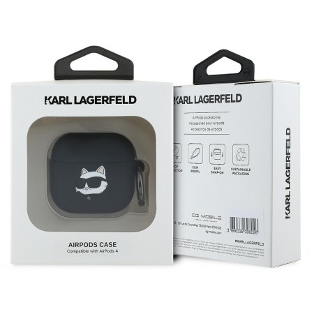 Husa pentru Apple AirPods 4 - Karl Lagerfeld Silicone Choupette Head 3D - Black