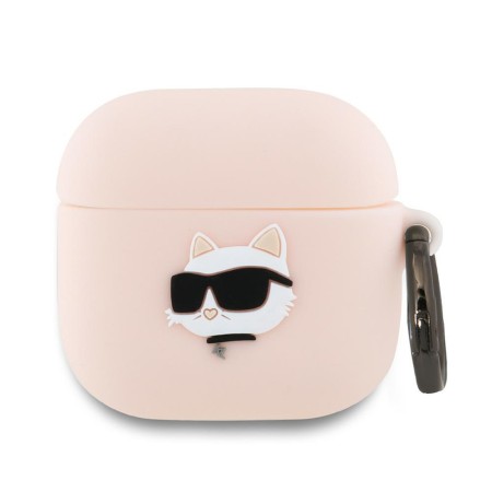 Husa pentru Apple AirPods 4 - Karl Lagerfeld Silicone Choupette Head 3D - Pink