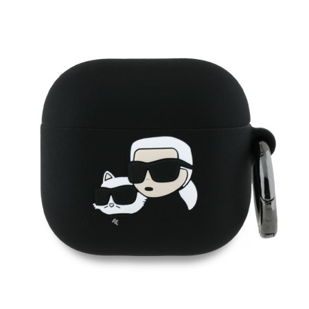 Husa pentru Apple AirPods 4 - Karl Lagerfeld Silicone KarlandChaupette Head 3D - Black