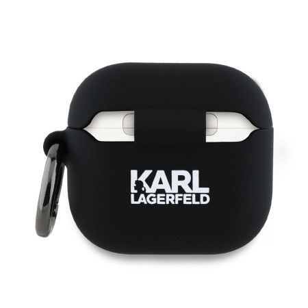 Husa pentru Apple AirPods 4 - Karl Lagerfeld Silicone KarlandChaupette Head 3D - Black