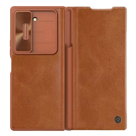 Husa pentru Samsung Galaxy Z Fold6 - Nillkin Qin Pro Leather Case - Brown