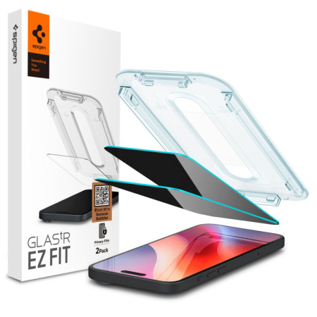 Folie pentru iPhone 16 Pro (set 2) - Spigen Glas.tR EZ FIT - Privacy