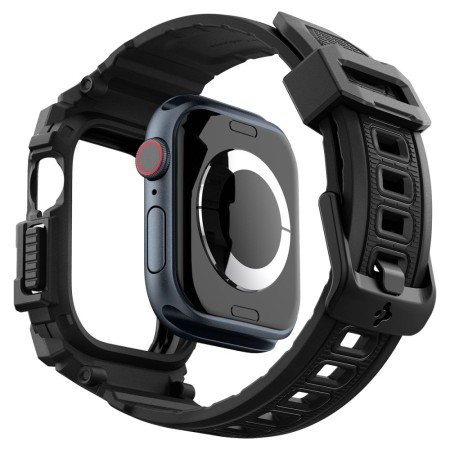 Husa pentru Apple Watch 10 42mm + Curea - Spigen Rugged Armor Pro - Matte Black