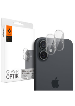 Folie Camera pentru iPhone 16 / iPhone 16 Plus (set 2) - Spigen Glas.tR Optik - Clear