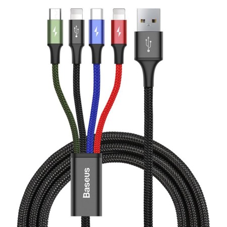 Cablu de Date USB la Type-C 20W, 1.2m, 4in1 - Baseus Rapid (CA1T4-A01) - Black