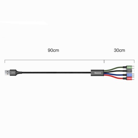 Cablu de Date USB la Type-C 20W, 1.2m, 4in1 - Baseus Rapid (CA1T4-A01) - Black