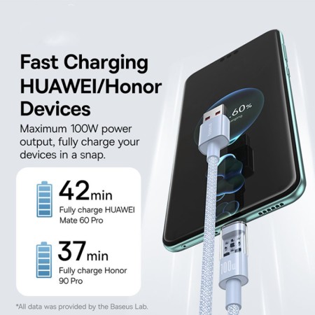 Cablu USB la Type-C, Super Fast Charging 100W, 2m - Baseus Gem (P10373002311-01) - Galaxy Blue