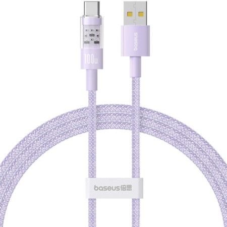 Cablu USB la Type-C, Super Fast Charging 100W, 2m - Baseus Gem (P10373002511-01) - Nebula Purple