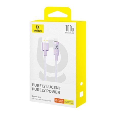 Cablu USB la Type-C, Super Fast Charging 100W, 2m - Baseus Gem (P10373002511-01) - Nebula Purple