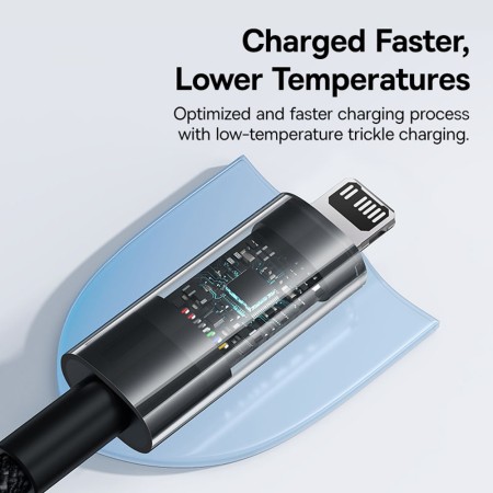 Cablu USB-C la Lightning, Fast Charging 20W, 2m - Baseus Gem (P10373001111-01) - Cluster Black