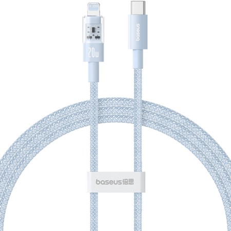 Cablu USB-C la Lightning, Fast Charging 20W, 2m - Baseus Gem (P10373001311-01) - Galaxy Blue